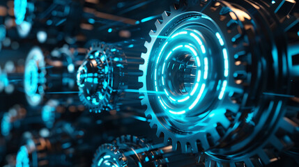 A futuristic gear structure blending business with innovation, - obrazy, fototapety, plakaty