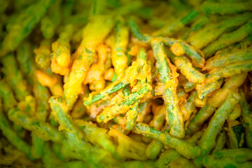 Long beans dipped in flour and fried