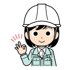 OKしている現場監督の女性