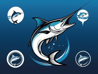 marlin fish logo for fishing club