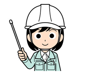 指し棒を持つ現場監督の女性
