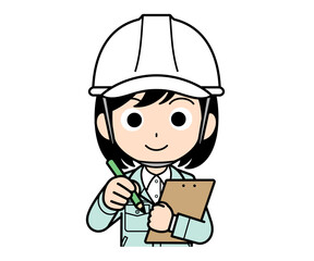 メモする現場監督の女性