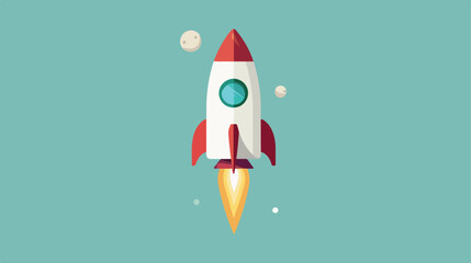 Rocket icon design flat cartoon vactor illustration