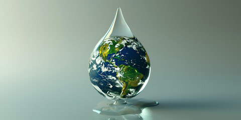 planet earth in the form of a water drop, water day.. generative ai 