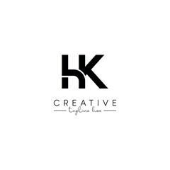 Creative unique letter HK KH initial based stylish artistic logo design.