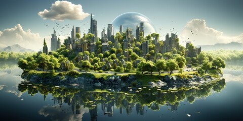 realistic concept of solar energy,minimalistic design with rule or third for Carbon emissions...