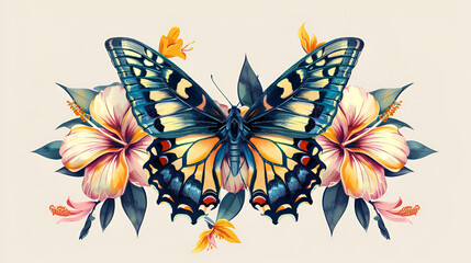 butterfly and flower , generative ai