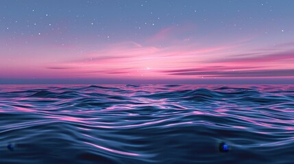 Fototapeta na wymiar Tranquil Twilight Ocean Waves Under Soft Pink Sky - Serene Nature Background
