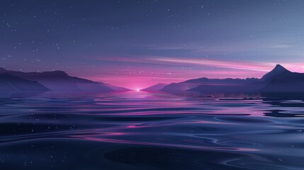 Tranquil Twilight Ocean Waves Under Soft Pink Sky - Serene Nature Background - obrazy, fototapety, plakaty