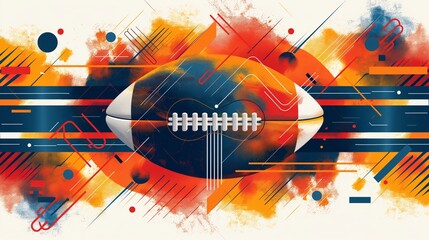 American football ball funky art cartoon illustration