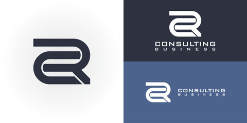 abstract initial letter ER or RE logo in deep blue color isolated on multiple white and blue background colors. The logo is suitable for team building workshop business icon logo design inspiration - obrazy, fototapety, plakaty