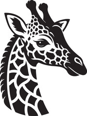 Giraffe head vector icon in flat black color isolated on white background.
