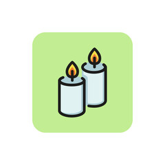 Icon of burning candles. Spirituality, hope, spa. Decoration, Ceremony concept. Can be used for topics like romance, celebration, religion