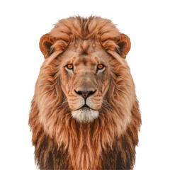 Fototapeta premium Closeup of a Masai lions face with whiskers on a transparent background on a transparent background