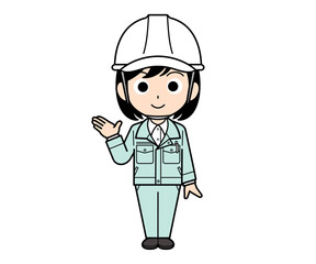 案内する現場監督の女性