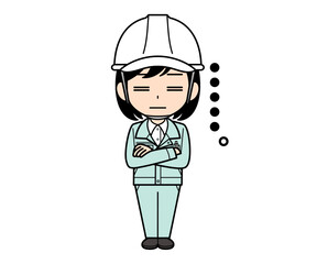 呆れている現場監督の女性