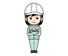 腕組みする現場監督の女性