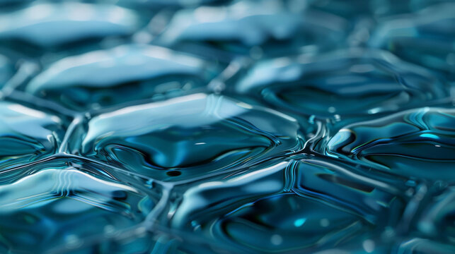 Hexagonal skin layers absorbing squalane oil, showcasing intense hydration