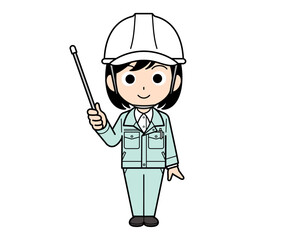 指し棒を持つ現場監督の女性