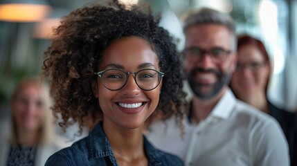 Fototapeta premium Portrait of beautiful african american woman smiling at camera in cafe