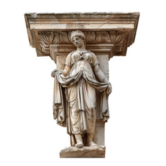 Caryatid of Greek Art objsect iolate on transparent png.
