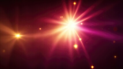 Asymmetric Maroon light burst, rays of lights on dark Maroon background with the color of yellow, golden sparkling and bokeh