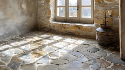 Floor crafted from gravel stone laying a foundation that whispers tales of the earth