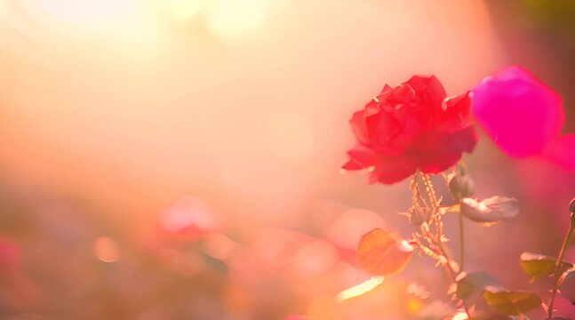 beautifull red rose with beautiful sun background