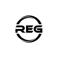 REG letter logo design in illustration. Vector logo, calligraphy designs for logo, Poster, Invitation, etc.