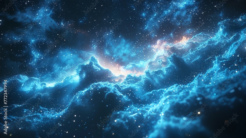 Poster an eerie night sky background with stars. polygonal geometric wireframe background, concept macro te