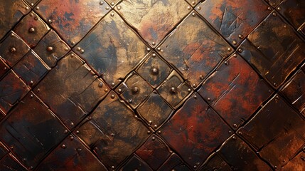 A metal wall with a lot of rust and a lot of holes - obrazy, fototapety, plakaty