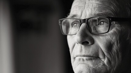Man with glasses caught in a moment of daze stands as the epitome of gentle wonder