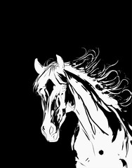 Fototapeta na wymiar a black and white sketch of a horse