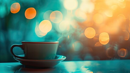 幻想的な光とコーヒーカップ