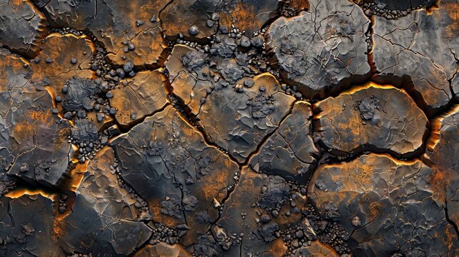 A rocky surface with a lot of cracks and holes
