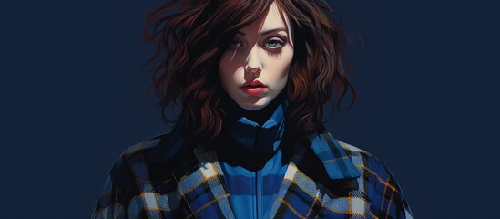 Fototapeta premium Art depicting fictional character in electric blue tartan shirt and scarf