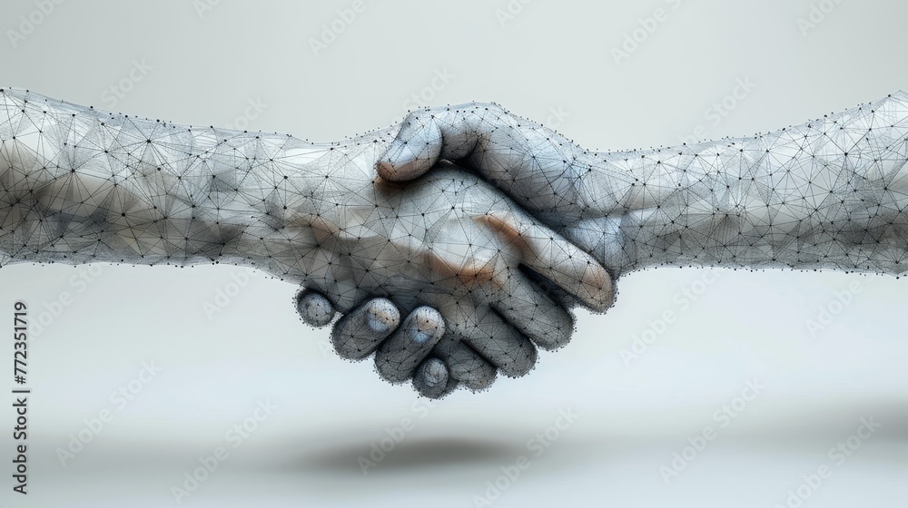 Aufkleber handshake illustration. abstract illustration isolated on a white background. low poly wireframe. ha