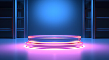 Blank product display stand with neon lights