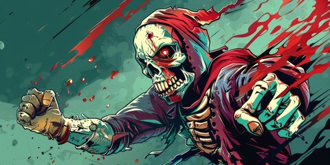 Rush, creepy, hooded skeleton, death punch concept