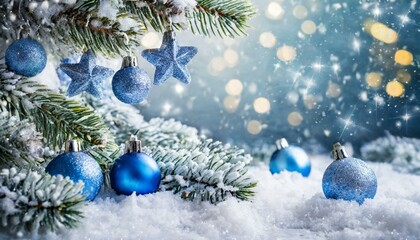 Naklejka na ściany i meble christmas background with balls and snowflakes
