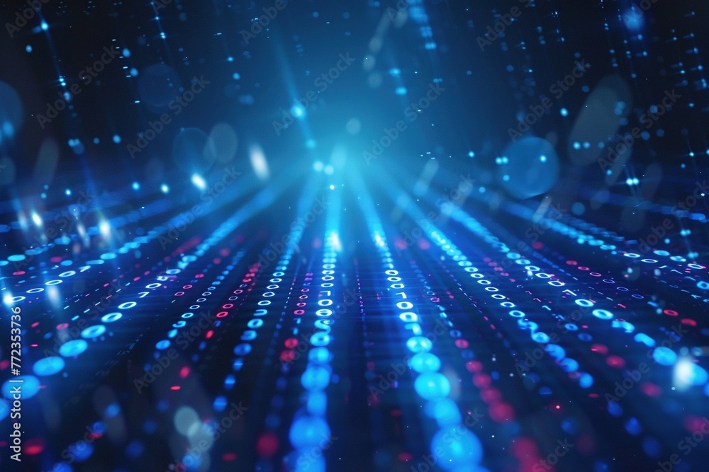 Wall mural digital constellation: against a dark canvas, shimmering blue binary code forms a mesmerizing conste