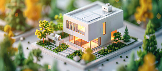 Modern Minimalism: 3D Miniature Home Design - obrazy, fototapety, plakaty