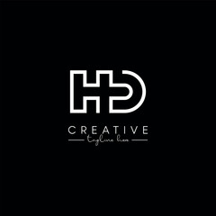 Creative unique letter HD DH initial based stylish business logo design.