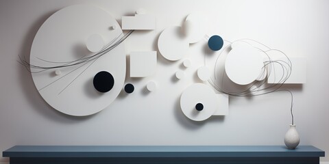 Minimalist decor highlighted by a sophisticated 3D wall art installation.