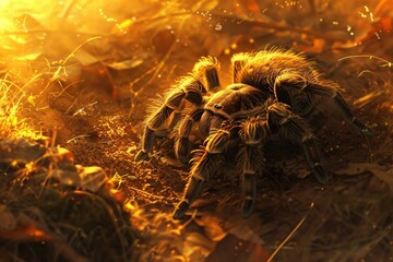 With quiet dignity the tarantula occupies its space a creature of silent strength