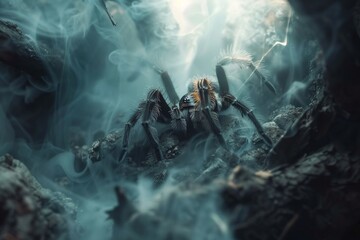With quiet dignity the tarantula occupies its space a creature of silent strength - obrazy, fototapety, plakaty