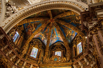 Valencia, Spain - March 12 2024: Altar in the Gothic Cathedral in Valencia, Spain is also known as...