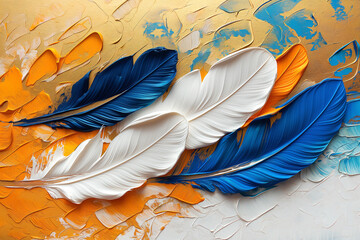 Colorful feathers oil painting