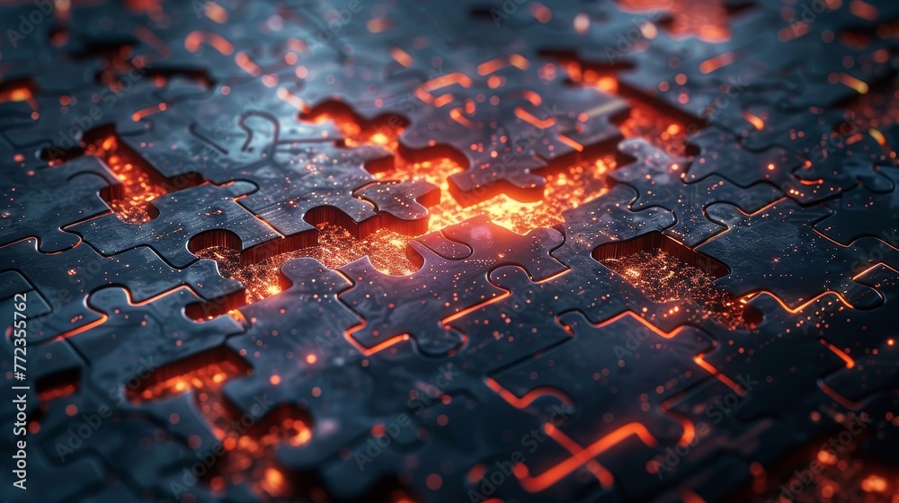Poster in this digital puzzle, the strategy is to combine parts to create a result or challenge. modern ill