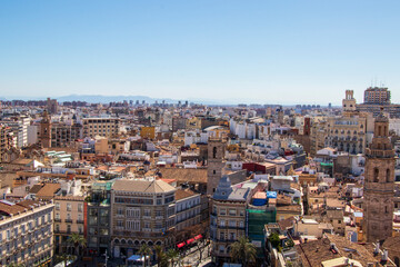 view of the old town of Valencia, view of the city from Valencia Cathedral Tower
